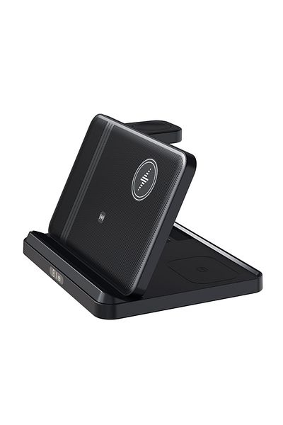Choice Black 3 In 1 Wireless Charger Stand For Samsung Z Fold Zflip5 S24 S23 Ultra Galaxy Watch 6 5 Buds2 F
