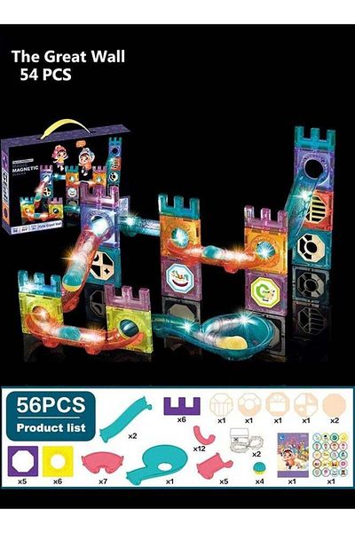 COOYA LED Orbital Magnetic Building Blocks Set,3D Early Educational Colorful Construction Toys for Kids