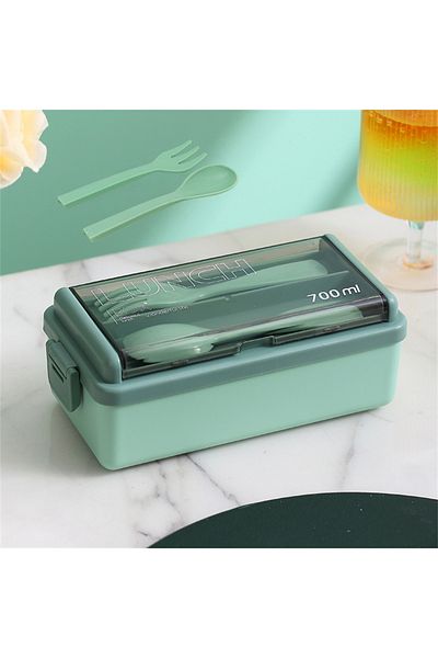 Choice 2 700ml Green Double Layer Portable Lunch Box For Kids With Fork And Spoon Microwave Bento Boxes Din