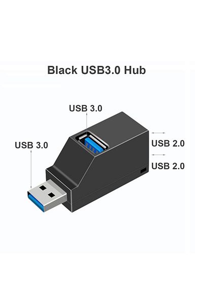 Choice محول موزع USB 3.0 أسود، موزع USB 3.0 صغير، 1 إلى 3 منافذ، USB 2.0 عالي السرعة للكمبيوتر الشخصي