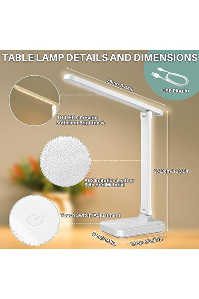 COOYA Desk Lamp, Portable LED Table Lamp with USB Charging Port,Multifunction Touch Control Desk Lamps