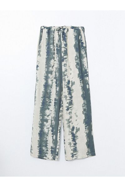 LC Waikiki Pantaloni de damă cu model Tie-Dye cu talie elastică