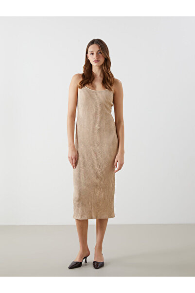 LC Waikiki LCW Vision Damenkleid mit U-Ausschnitt und Struktur