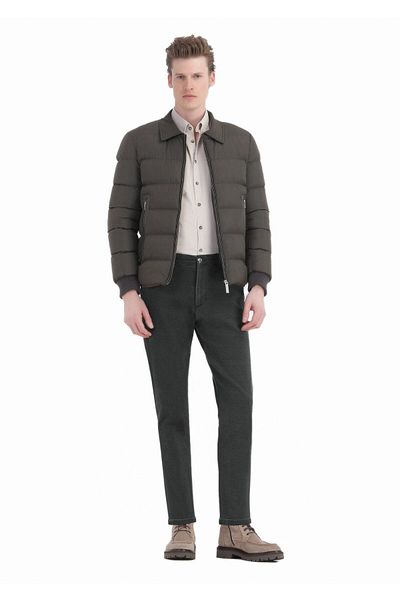 Ramsey Khakifarbene Slim Fit-Hose aus Denim-Baumwollmischung