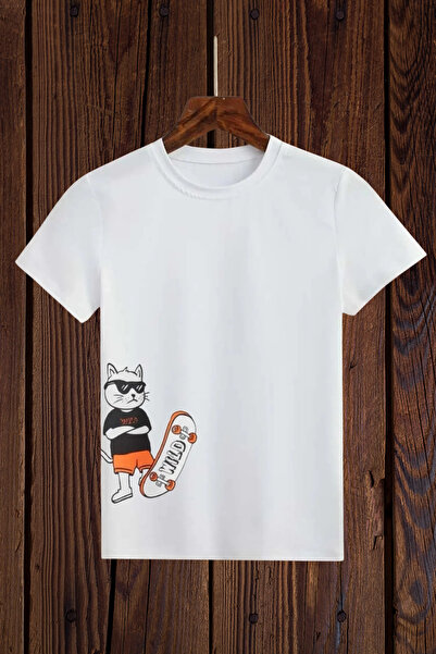 Wish BF pisică Skateboard cu imprimeu Fete Băieți tricou