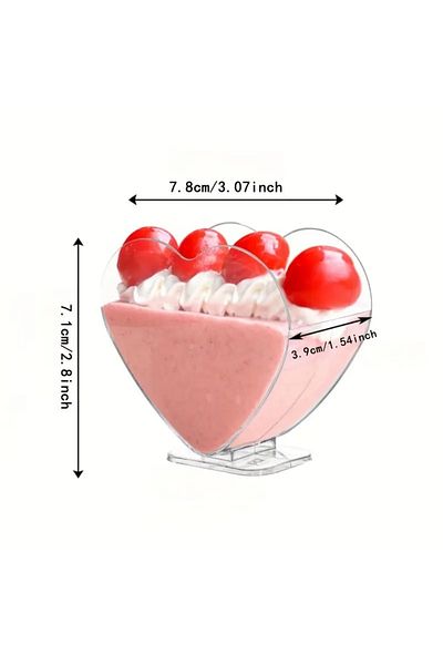 Hobi Kafe 10Pcs Heart Shaped Appetizer Dessert Presentation Bowls Made from Hard Plastic for Valentine's Day
