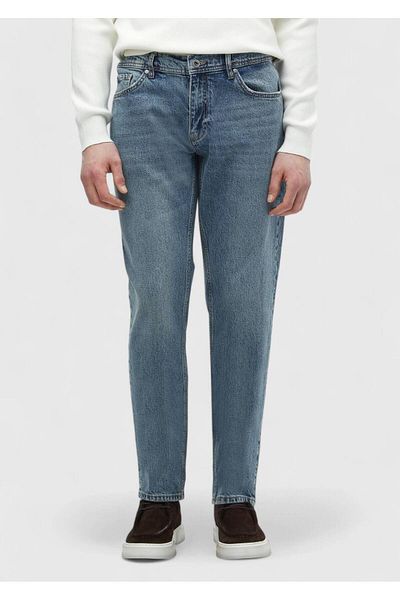 Ramsey Blaue, gerade, reguläre Denim-Hose aus 100 % Baumwolle