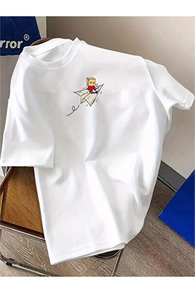 Wish BF Оверсайз тениска с принт на хартиена самолетче