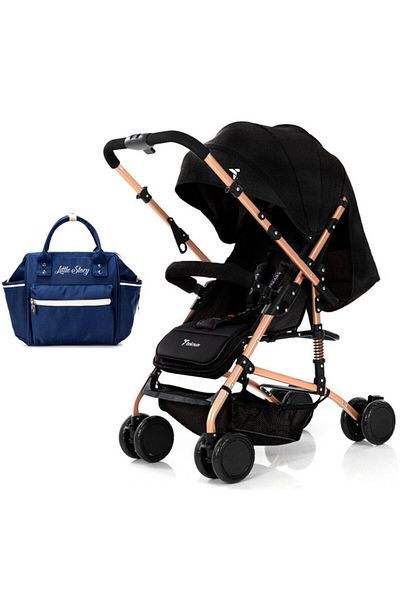 TEKNUM Teknum Reversible Trip Stroller w/Blue Ace Diaper Bag-Black