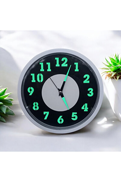 Bahat Fosforlu Gece Karanlıkta 5 Saat Parlayan Duvar Saati Çap 22 cm Plastik