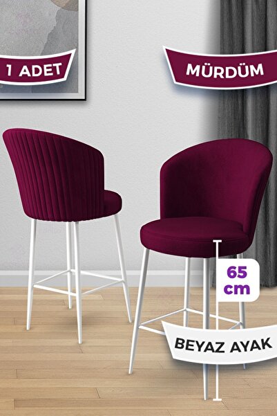 Canisa Alte Serisi 1 Adet 65 Cm Mürdüm Ada Mutfak Bar Sandalyesi Babyface Kum...