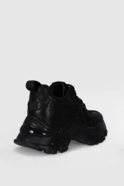 Lufian Bağcıklı Comfort Taban Kadın Sneaker Günlük Spor Ayakkabı Siyah
