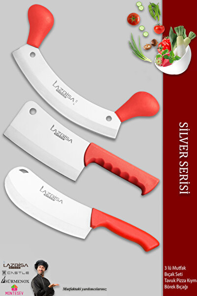 LAZBİSA Silver Serisi Mutfak Bıçak Börek Bıçağı Pizza Pide Bıçağı Kıyma Bıçağ...