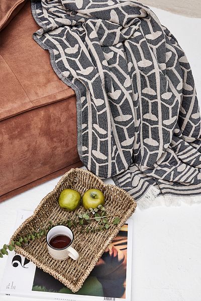 Vi’cotton 100% bumbac cu model albastru husă canapea TV, piqué, pătură 135 X 150 cm