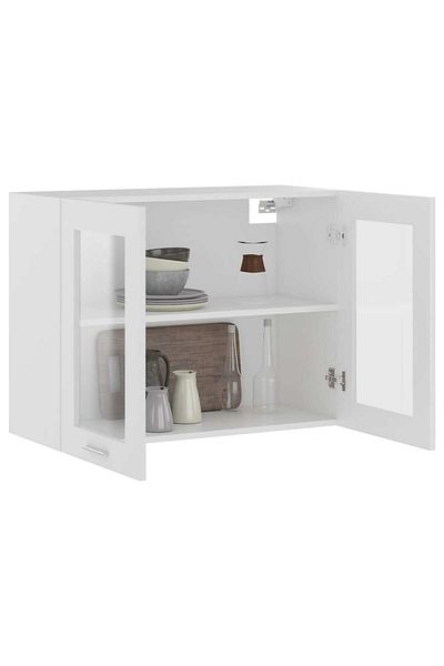 vidaxl Hanging Glass Cabinet White 80x31x60 cm Engineered Wood