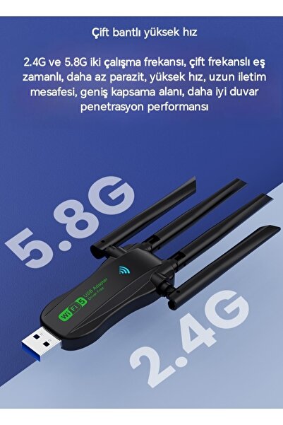 Kebidumei 1200 Mbps Wifi Usb 3.0 Yüksek Hızlı 5ghz Çift Bant Adaptör Wifi 5 Adaptör