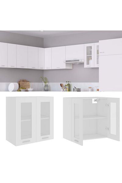 vidaxl Hanging Glass Cabinet White 60x31x60 cm Engineered Wood
