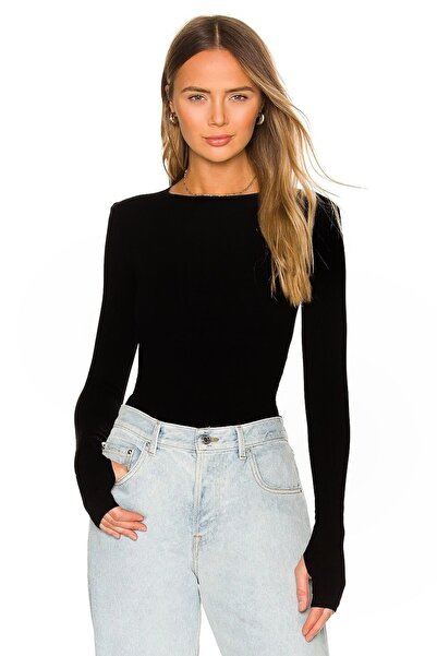 heyy collection Dámské černé body Crew Neck Neck Finger Snap