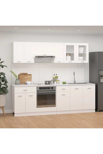 vidaxl 8 Piece Kitchen Cabinet Set White Engineered Wood