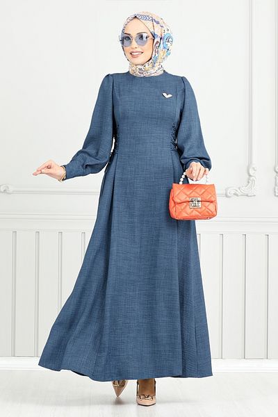 ModaMerve Rochie detaliată Indigo închis 15962BSK984