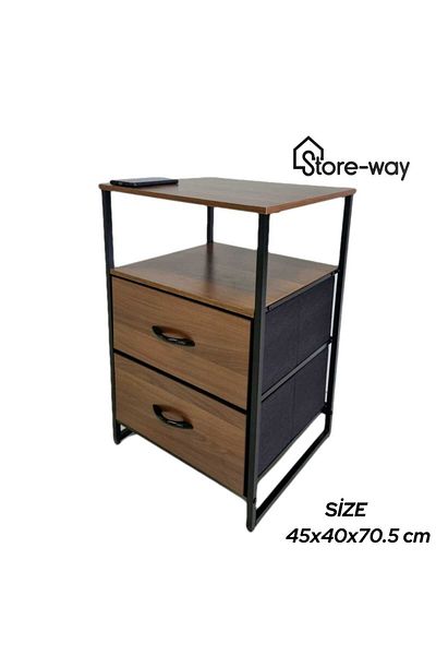 Storeway 2 Drawer Wooden Side Table