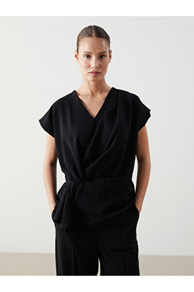 LC Waikiki Bluză de damă LCWAIKIKI clasică din crepon cu guler dublu