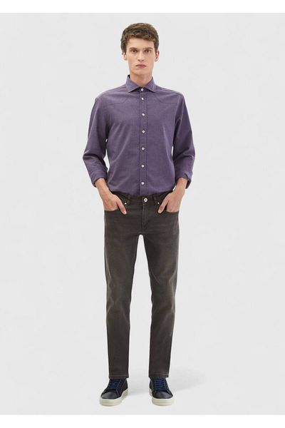 Ramsey Braune Slim Fit-Hose aus Denim-Baumwollmischung