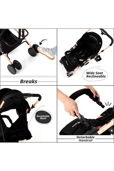TEKNUM Teknum Reversible Trip Stroller w/Ace Diaper Bag-Black
