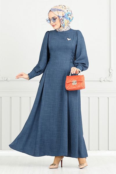 ModaMerve Rochie detaliată Indigo închis 15962BSK984