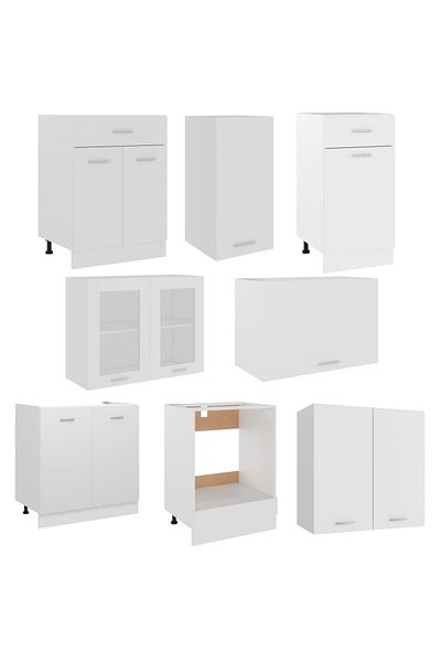 vidaxl 8 Piece Kitchen Cabinet Set White Engineered Wood