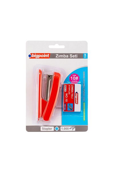 Bigpoint Red Stapler Machine Set - Stapling up to 12 Sheets, 1000 Pieces