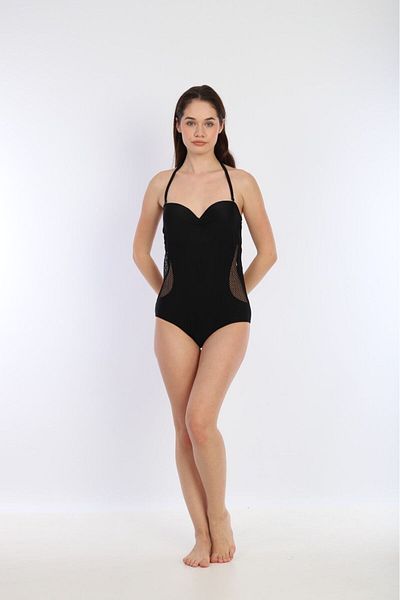 RAPAPA Transparent Women's Swimsuit - Halter Neck, Side Mesh, Model 7270