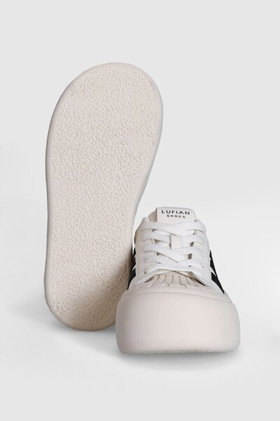 Lufian Hakiki Deri Bağcıklı Yüksek Taban Kadın Sneaker Ayakkabı Beyaz