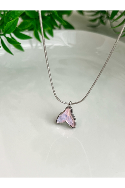 ALEYKA قلادة ذيل السمكة (وفرة الوفرة) مصممة بسلسلة ثعبان رفيعة من الفولاذ