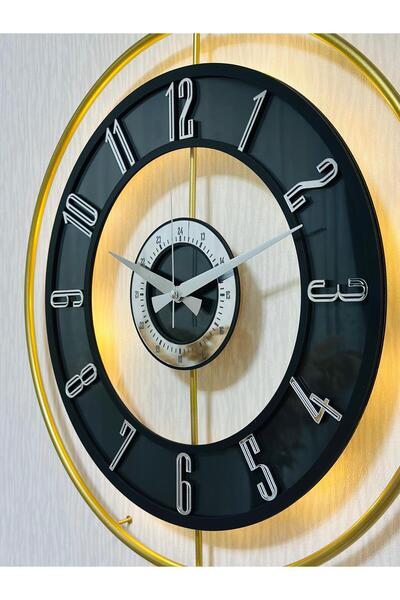 Pey Aksesuar Metal Camlı Duvar Saati 50 X 70 Cm Orta Boy Işıklı Gerçek Cam M5...