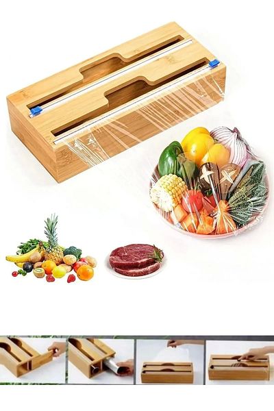 Bonjour Gift & Hobby 2 Compartment Bamboo Organizer Stretch and Foil Cutter Bamboo Stretch and Foil Cutter