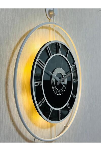 Pey Aksesuar Metal Camlı Duvar Saati 50 X 70 Cm Orta Boy Işıklı Gerçek Cam M5...