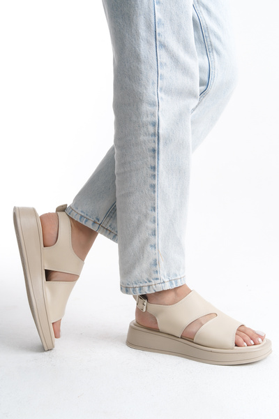 Limeo High Skin Summer Women's Wedge Sole Beige Sandals Shoes