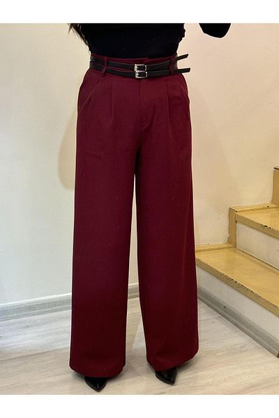 ROSSA Double Belt Palazzo Fabric Trousers