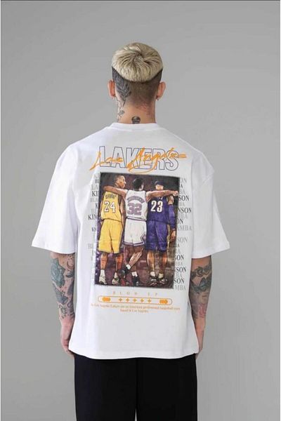 Ral Sport Λευκό ανδρικό μπλουζάκι Lakers Oversize