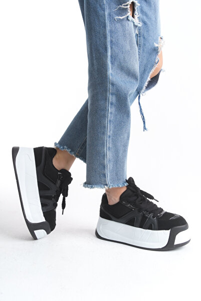 Limeo Leather Laced High Platform Wedge Sole Casual Women's Sneaker Sneakers