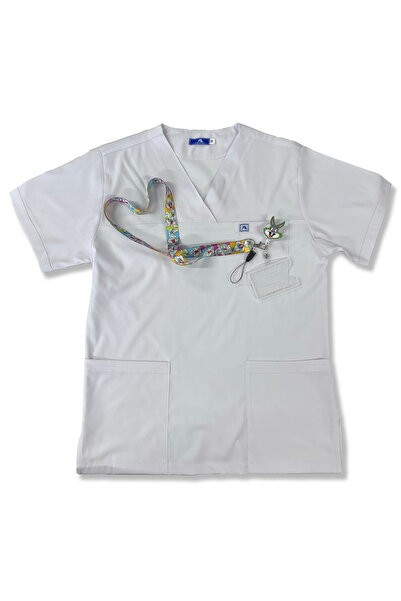 Likralı Unisex Zarf Yaka Doktor ve Hemşire Forma Scrubs