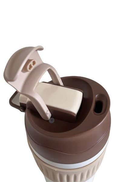 Weather Forecast 450ml Steel Brown Cold Warm Coffee Thermos with Straw - Cin847Khv