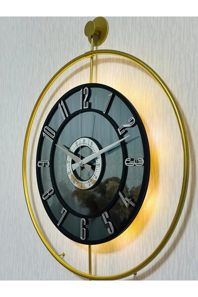 Pey Aksesuar Metal Camlı Duvar Saati 50 X 70 Cm Orta Boy Işıklı Gerçek Cam M5...