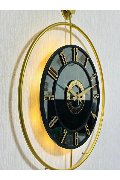 Pey Aksesuar Metal Camlı Duvar Saati 50 X 70 Cm Orta Boy Işıklı Gerçek Cam M5...
