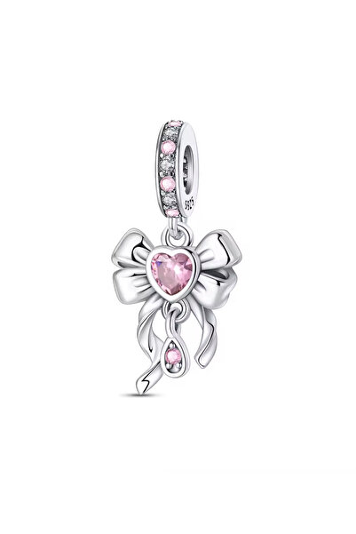 Fubena Kalp Kurdele Sallantılı 925 Ayar Gümüş Charm
