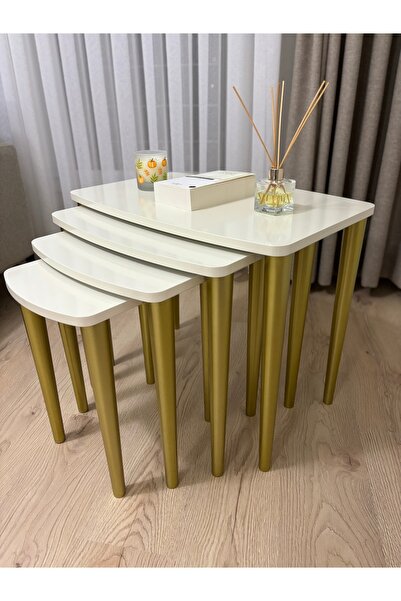 BAŞARAN CONCEPT Başaran Concept Üst Kalite 1.Sınıf Mdf Krem Altın Gold 4’Lü Z...