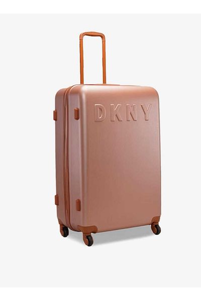 Dkny حقيبة ترولي صلبة بتفاصيل الشعار ومقبض قابل للسحب 28 بوصة - تسجيل الوصول
