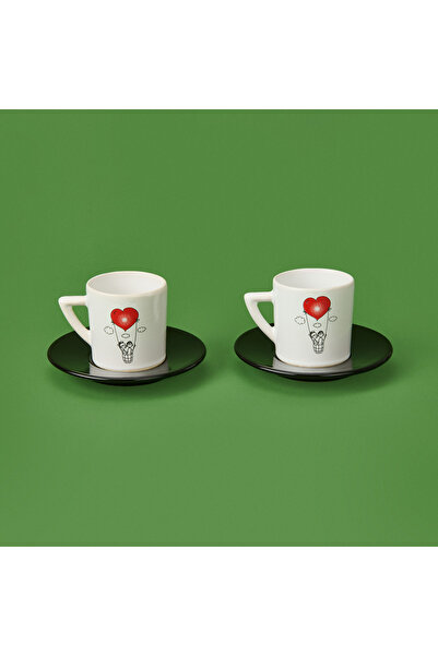 LİMBO Limbo Lmb-I02 Love Themed 2-Piece Cup Set - Colorful - 90 ml
