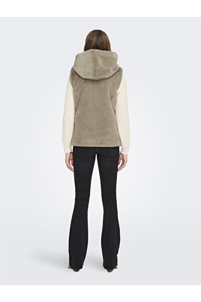 ONLY Дамски кожен елек с качулка - 15295416